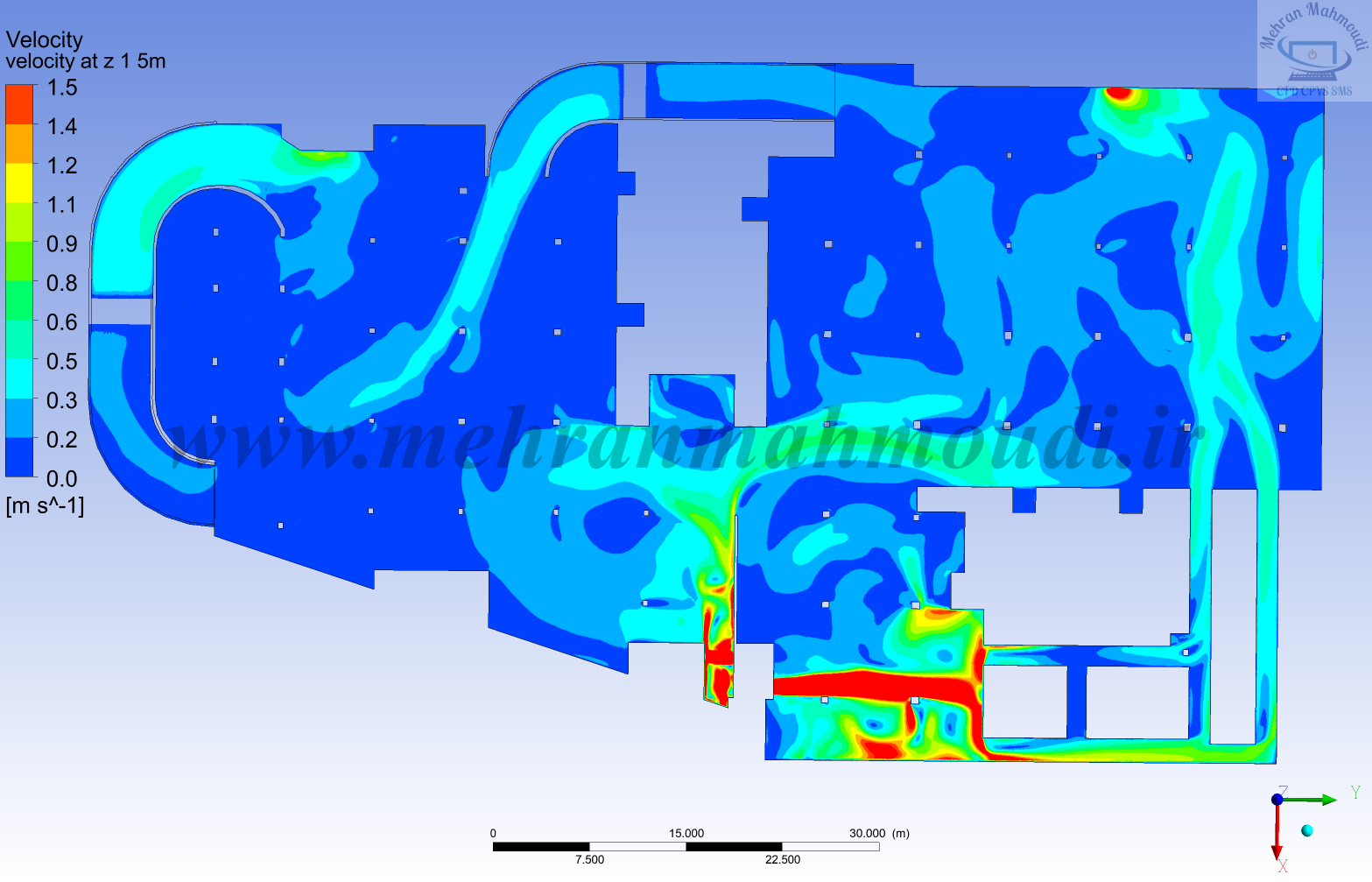 مدلسازی دینامیک سیالات محاسباتی سیستم تهویه پارکینگ
